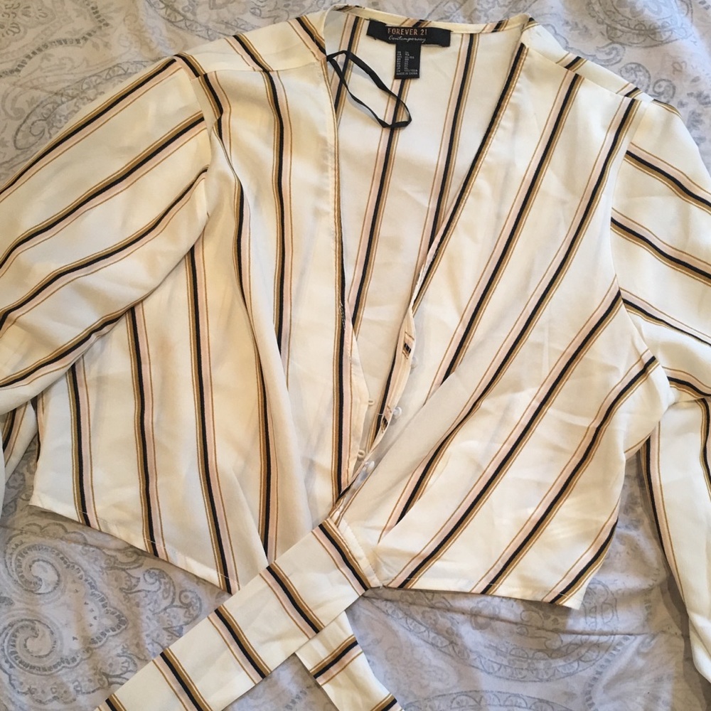 Striped Button up Crop Top